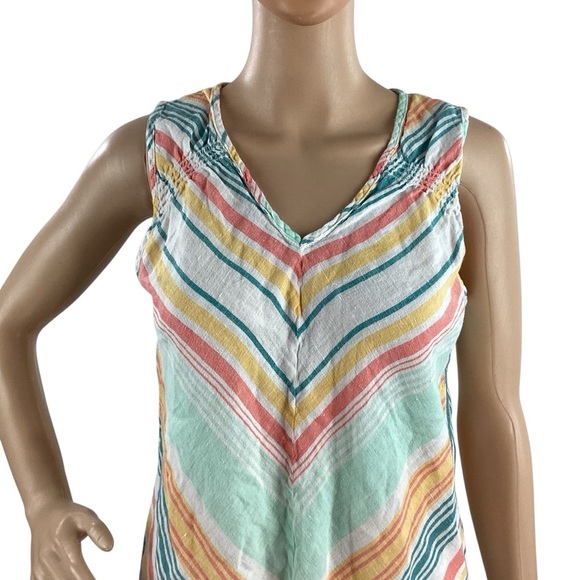 Natural Reflections Linen Cotton Striped Sleeveless Tunic Tank Top M - Picture 2 of 7